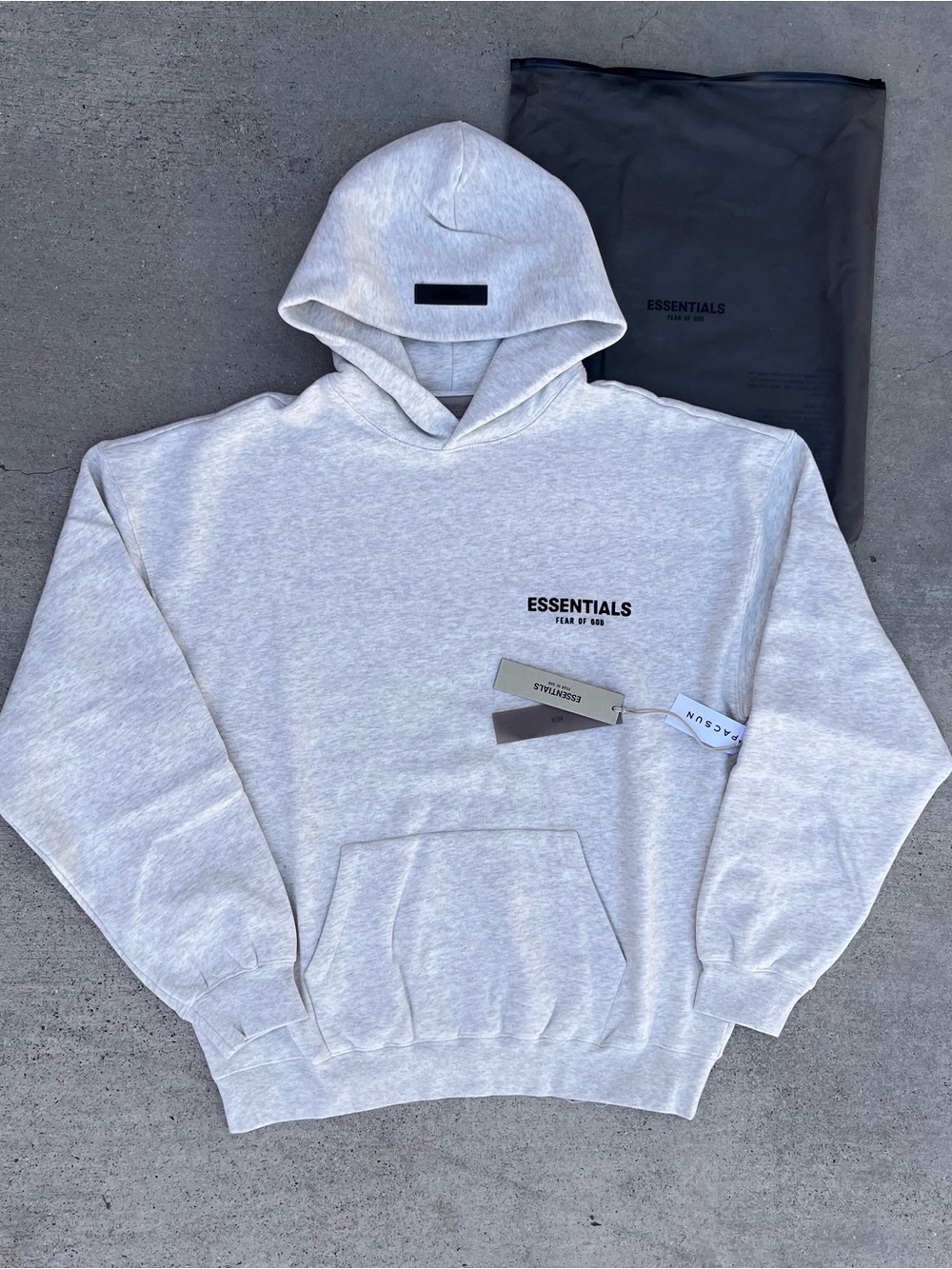 ESSENTIALS Fear of God Light Gray Hoodie - Logo Pullover